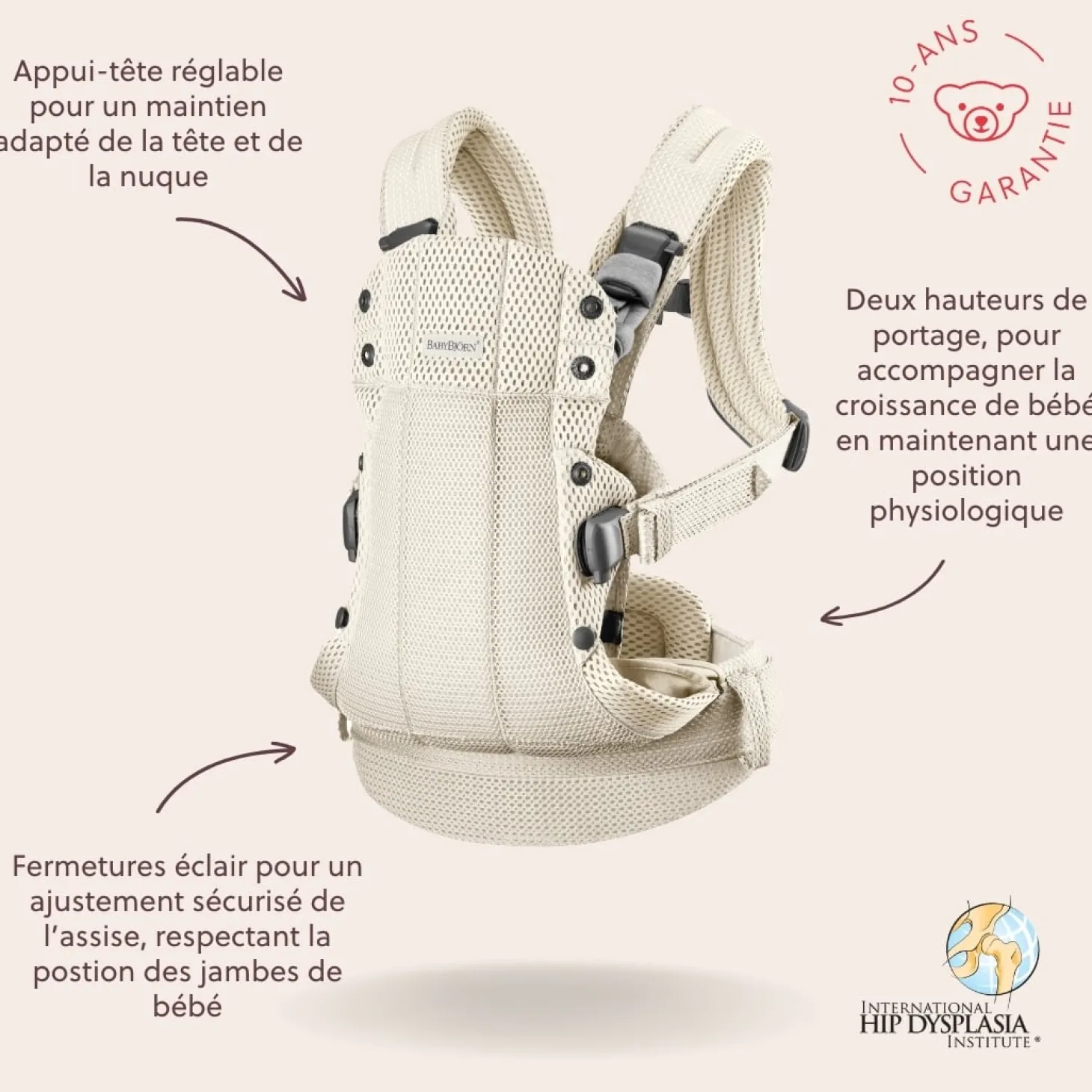 BabyBjörn Porte-bébé Harmony Mesh 3D Crème