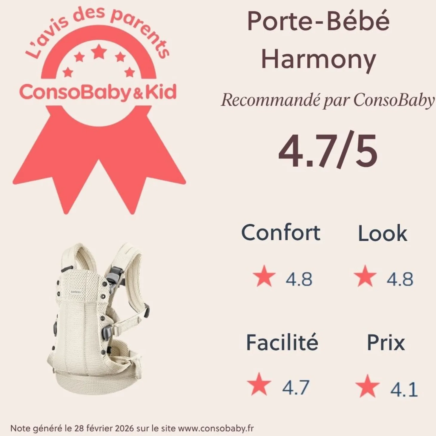 BabyBjörn Porte-bébé Harmony Mesh 3D Crème