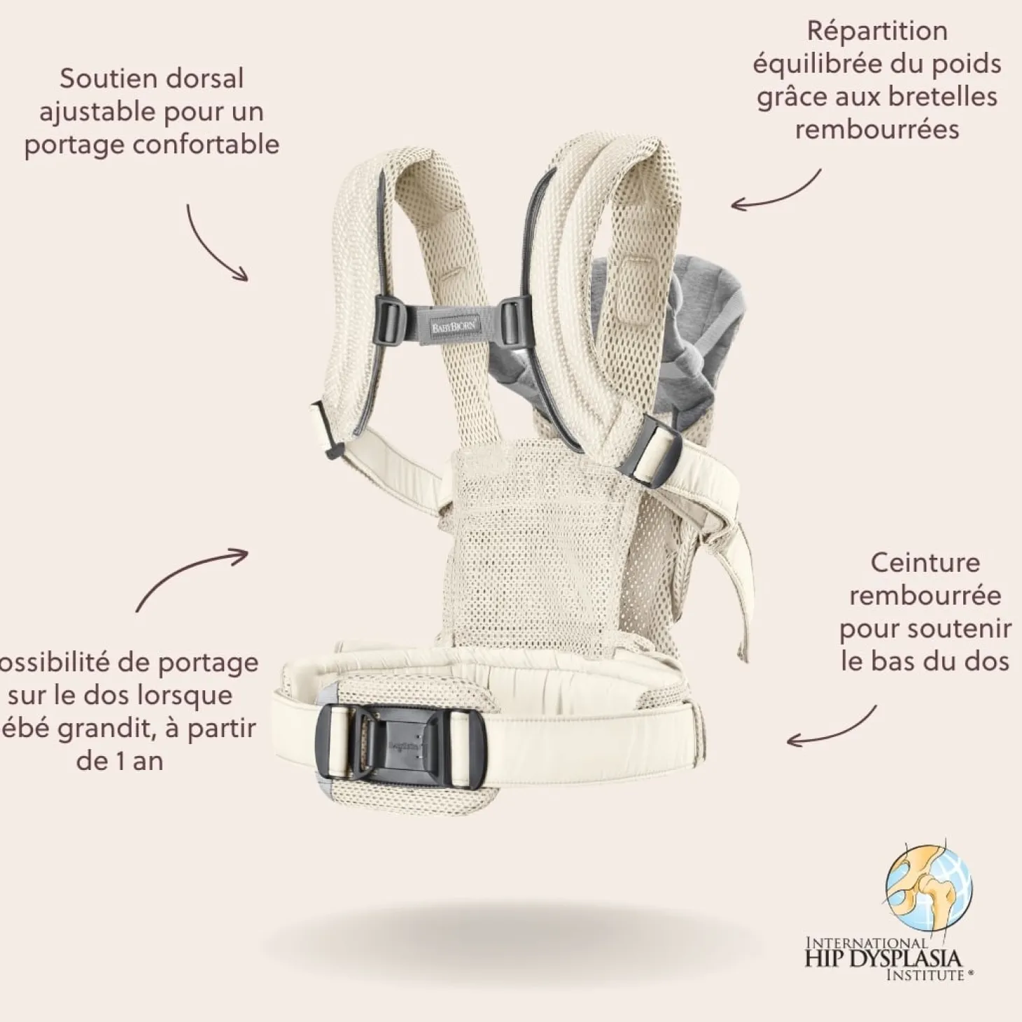 BabyBjörn Porte-bébé Harmony Mesh 3D Crème