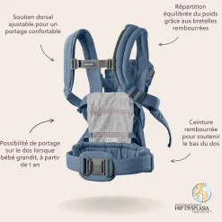 BabyBjörn                    Porte-bébé harmony mélange tissé chiné    Bleu clair
