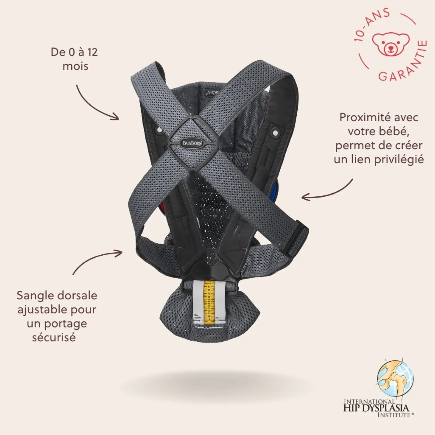 BabyBjörn Porte-bébé Mini Anthracite, Mesh 3D