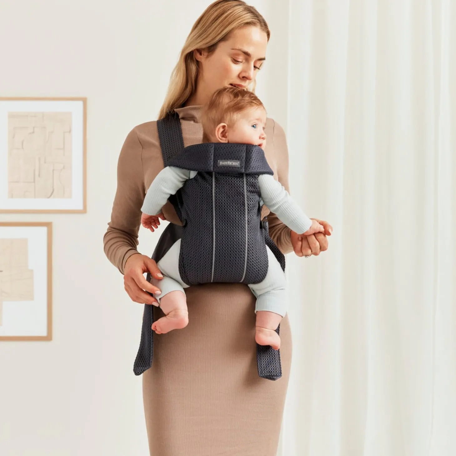 BabyBjörn Porte-bébé Mini Anthracite, Mesh 3D