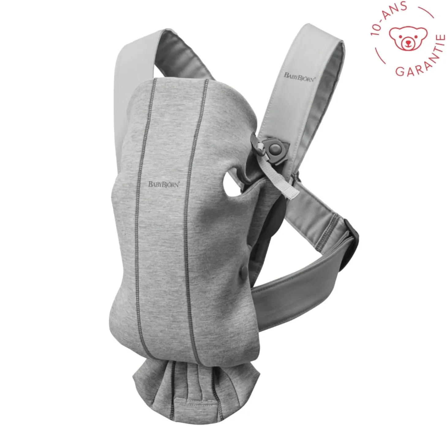 BabyBjörn Porte-bébé Mini Jersey Gris Clair, Jersey 3D