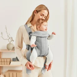 BabyBjörn Porte-bébé Mini Jersey Gris Clair, Jersey 3D
