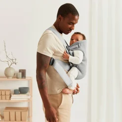 BabyBjörn Porte-bébé Mini Jersey Gris Clair, Jersey 3D