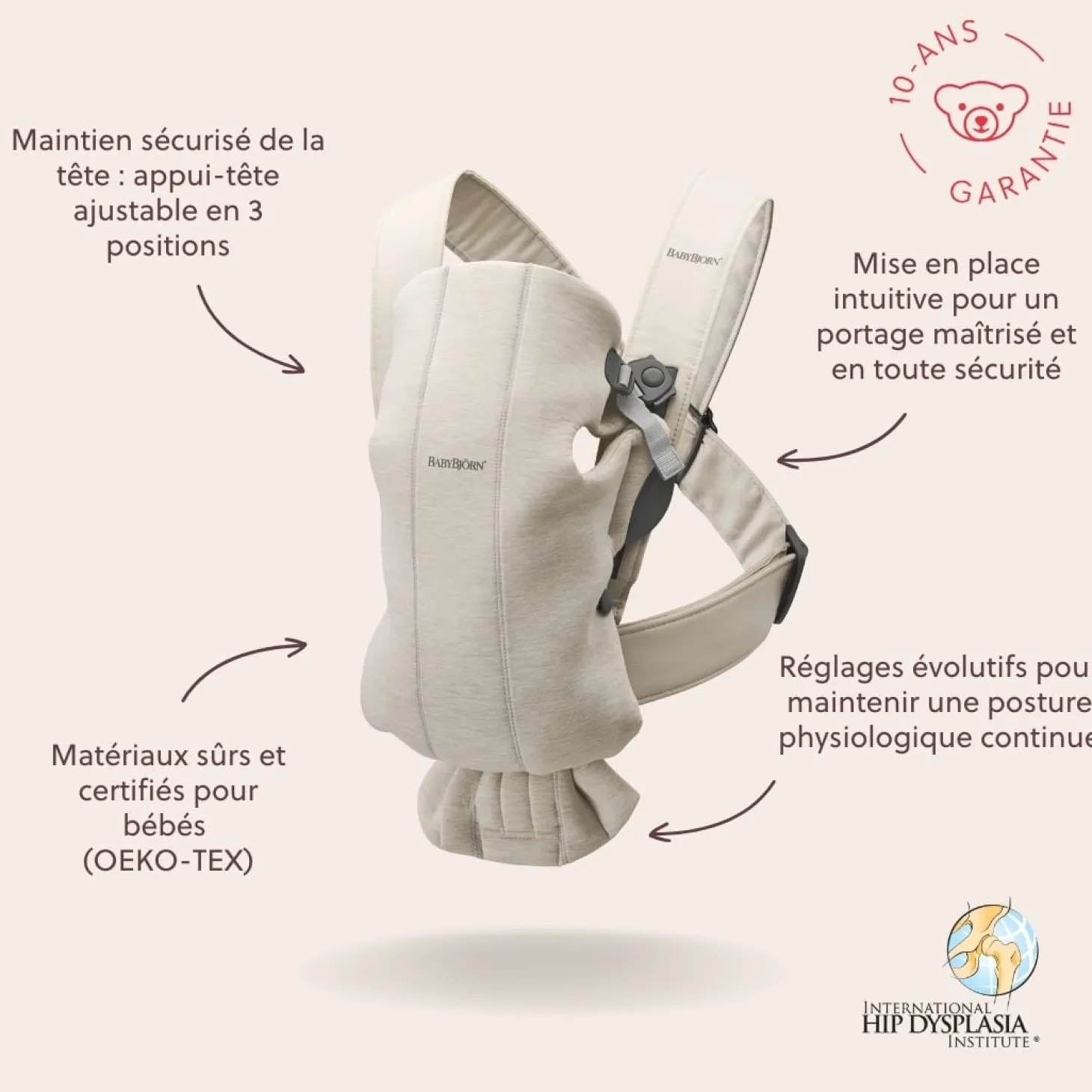 BabyBjörn Porte-bébé Mini Jersey Beige Clair