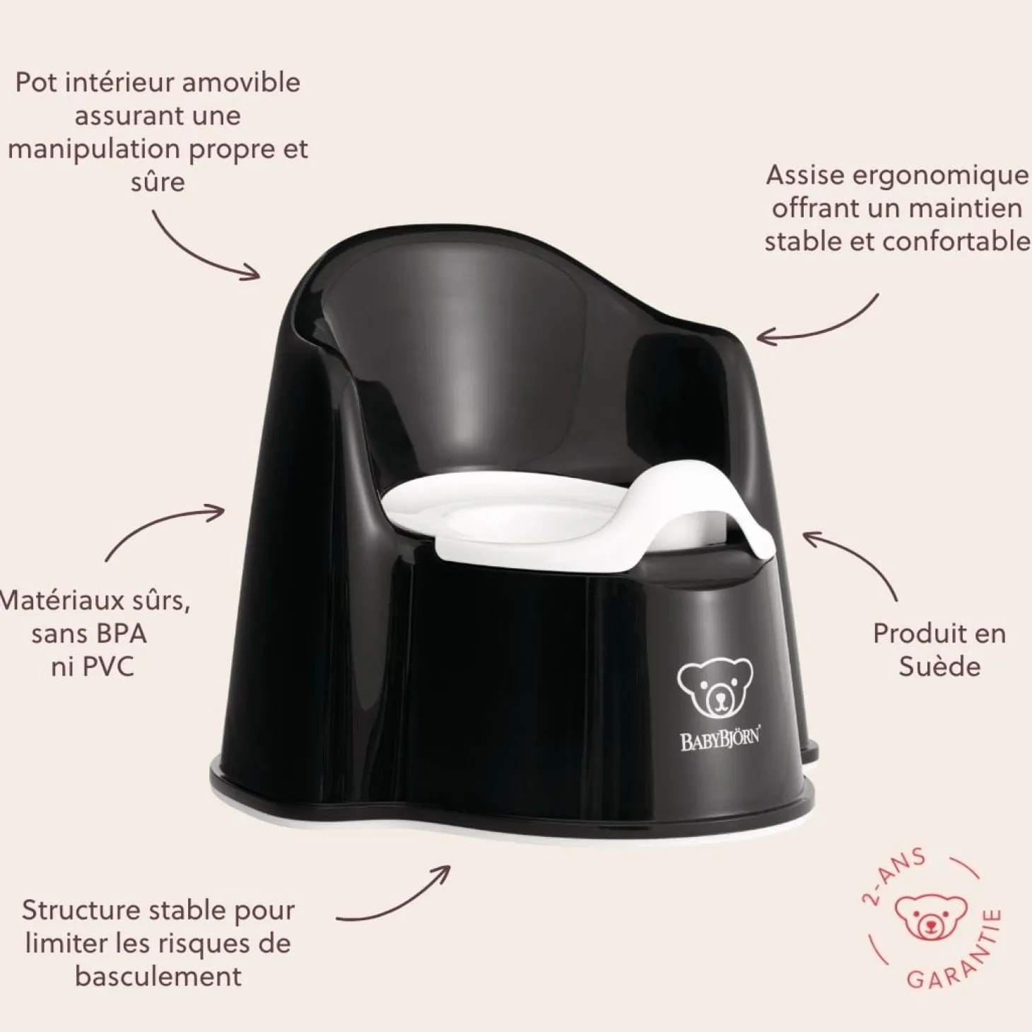 BabyBjörn Pot fauteuil Noir/Blanc