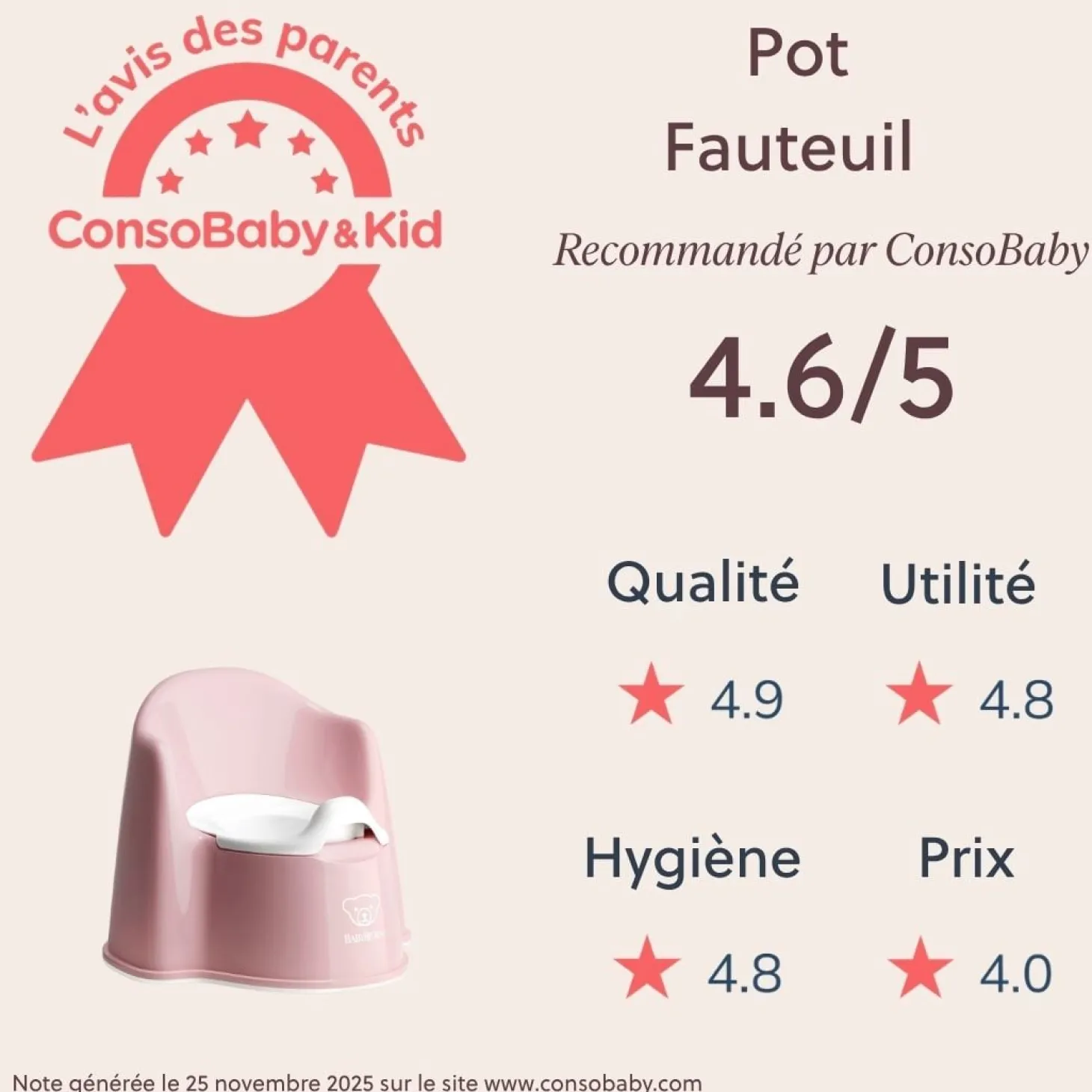 BabyBjörn Pot fauteuil Rose Pastel/Blanc