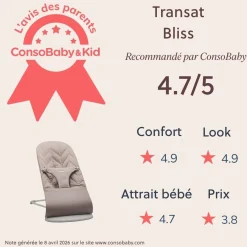 BabyBjörn                    Transat bébé bliss tissé    Gris Sable