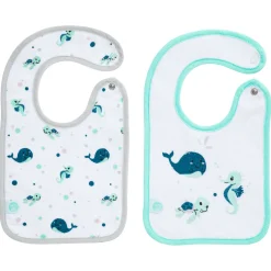 BabyCalin                    2 bavoirs en coton bio    Marin            17x29 cm