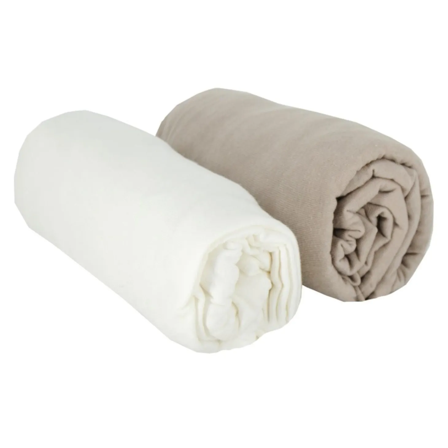 BabyCalin Lot de 2 Draps Housse Jersey Blanc/Taupe 70x140 cm