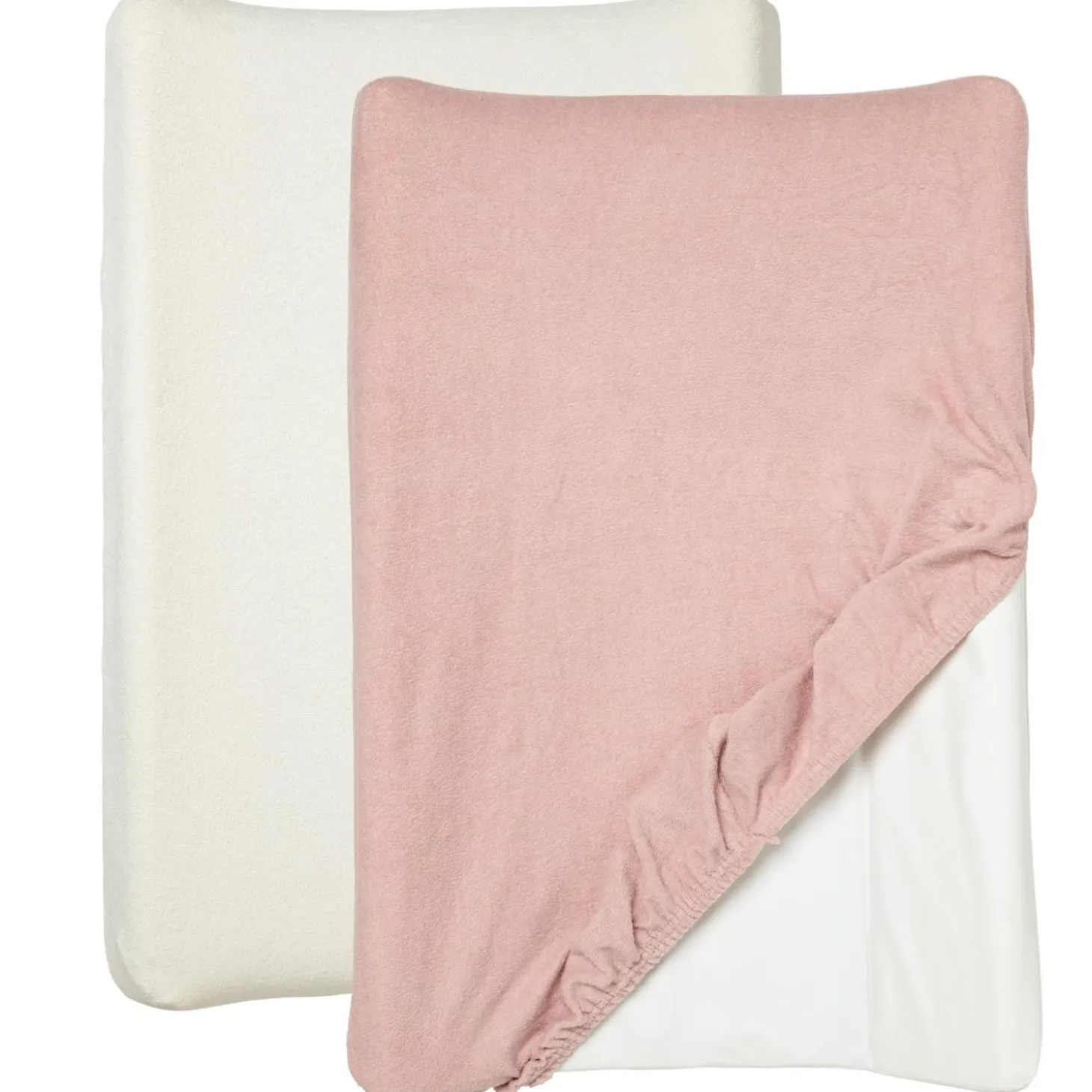BabyCalin Lot de 2 Housses Matelas à langer Blanc/Rose 50x70 cm