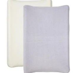 BabyCalin                    Lot de 2 Housses Matelas à langer     Ecru/Lilas            50x70 cm