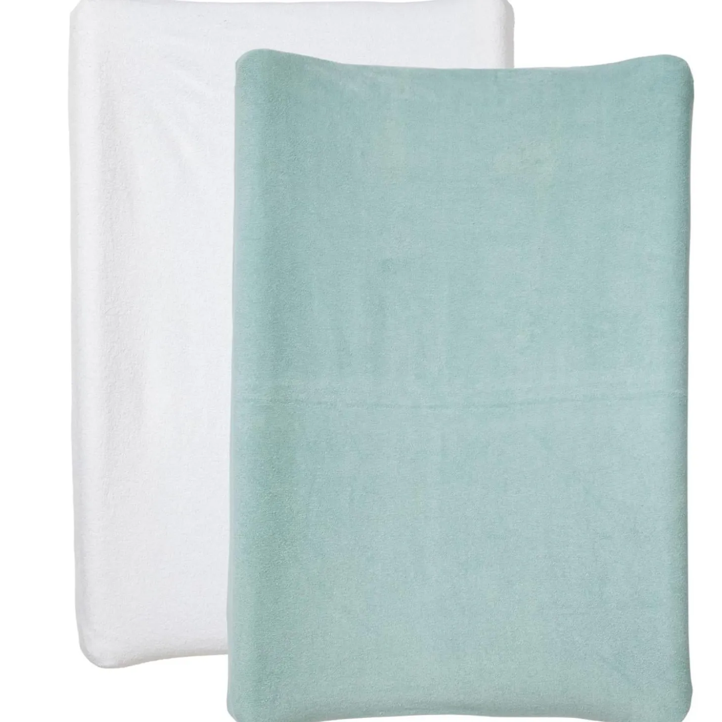 BabyCalin Lot de 2 Housses Matelas à langer Blanc/Bleu-Vert 50x70 cm