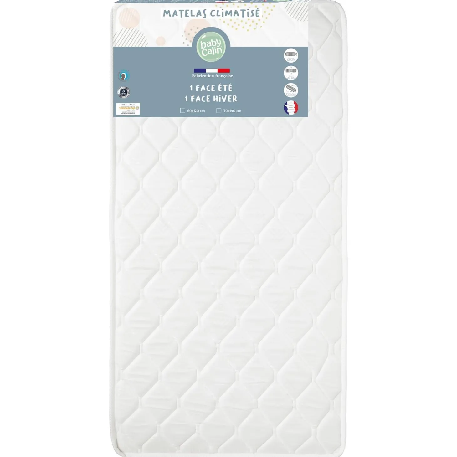 BabyCalin Matelas Lit Climatisé Blanc 70x140 cm