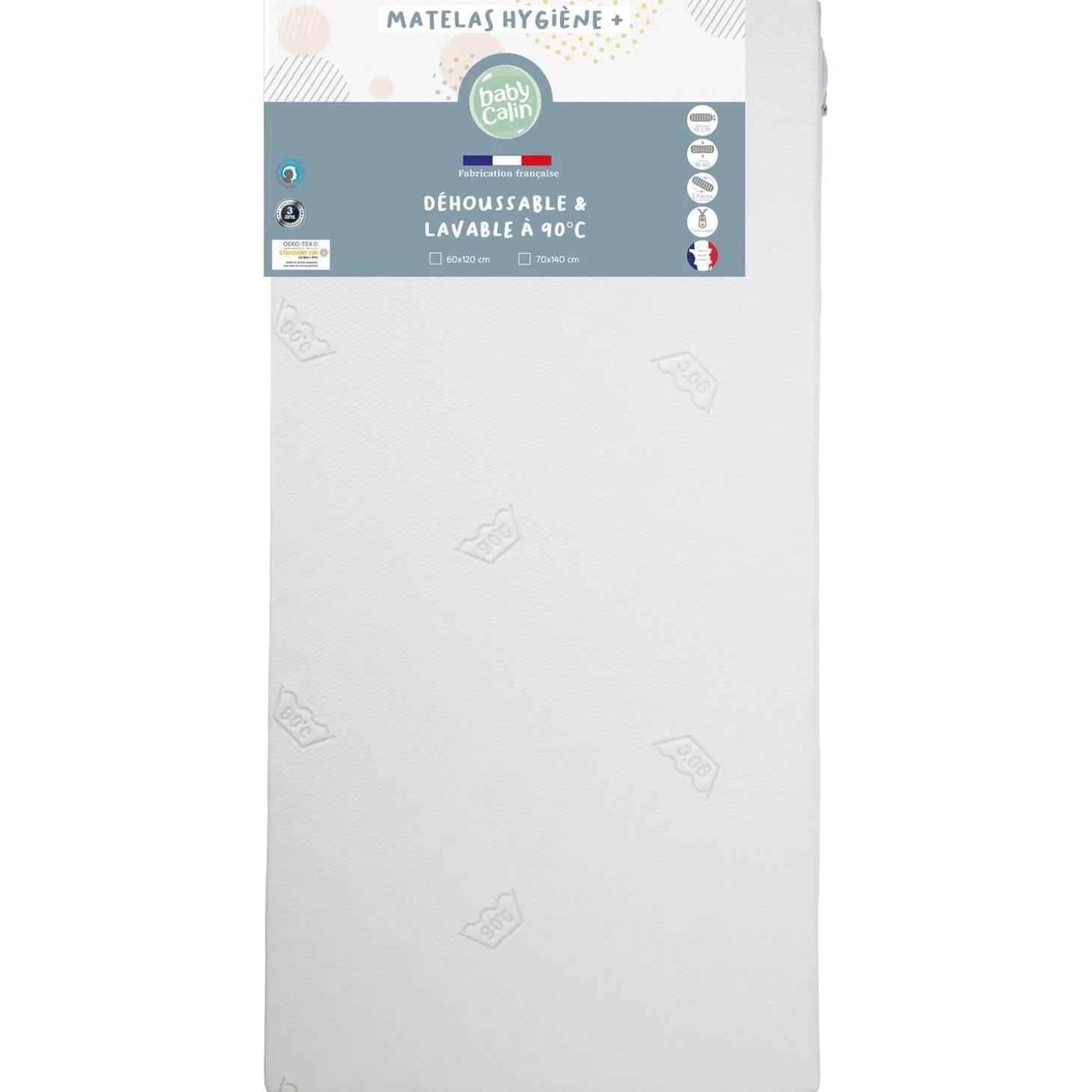 BabyCalin Matelas Lit Hygiène + Blanc