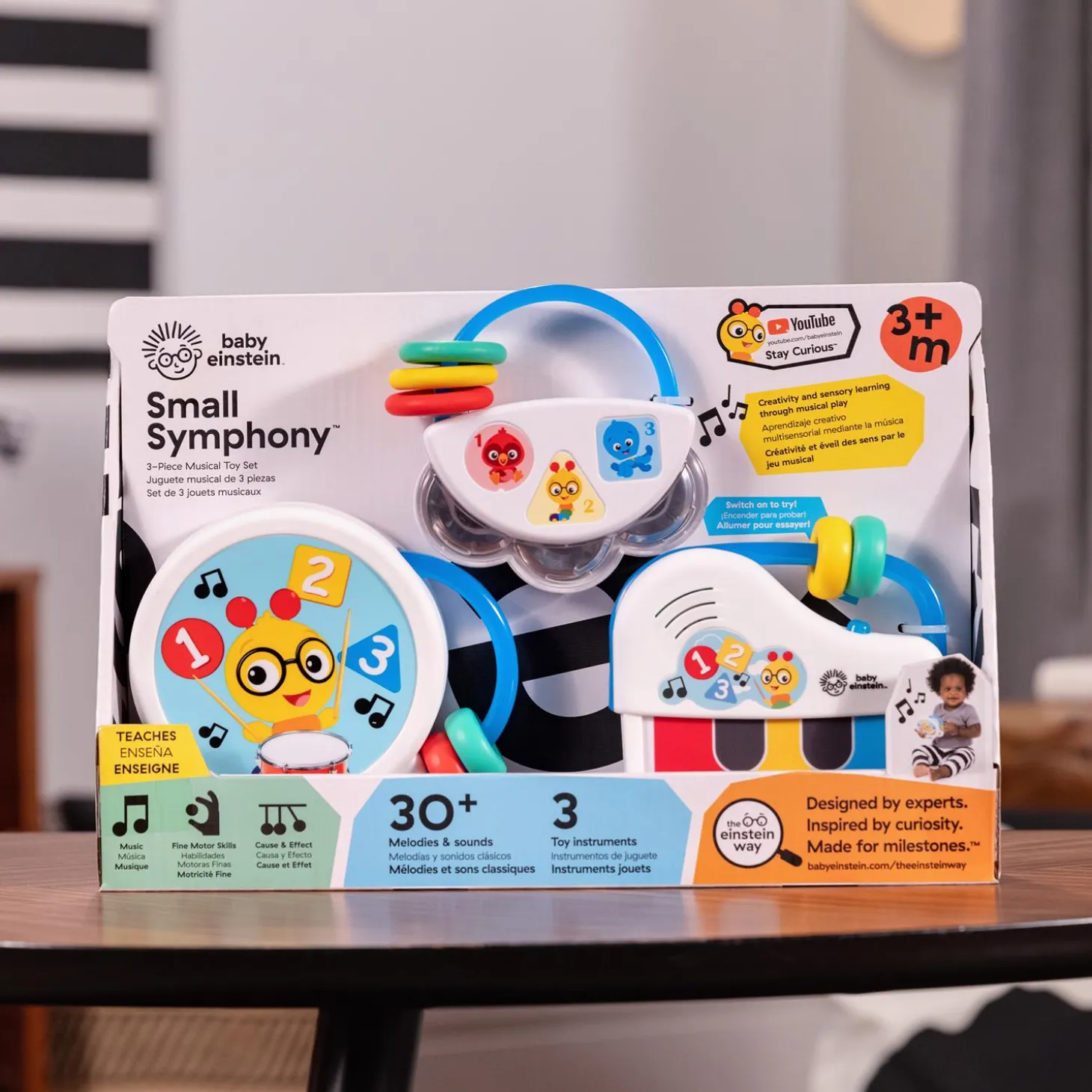 Baby Einstein Set de 3 jouets musicaux Tambour/piano/hochet Multicolore