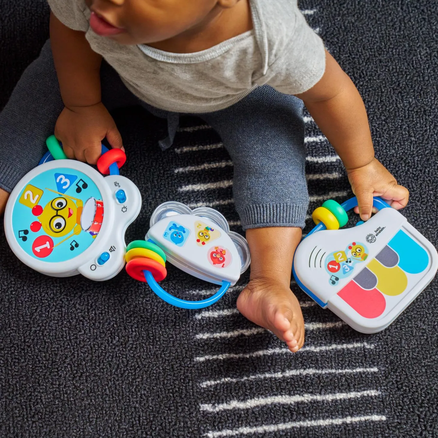 Baby Einstein Set de 3 jouets musicaux Tambour/piano/hochet Multicolore