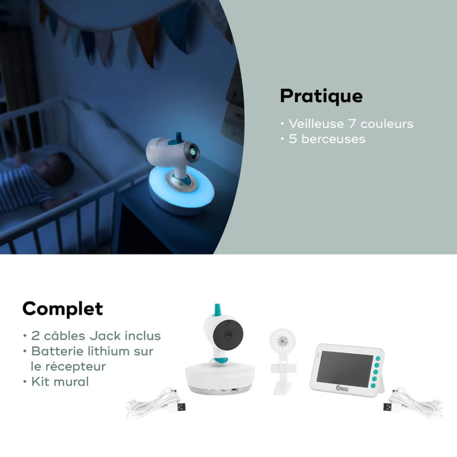 Babymoov Babyphone vidéo Yoo-Moov Blanc/Bleu