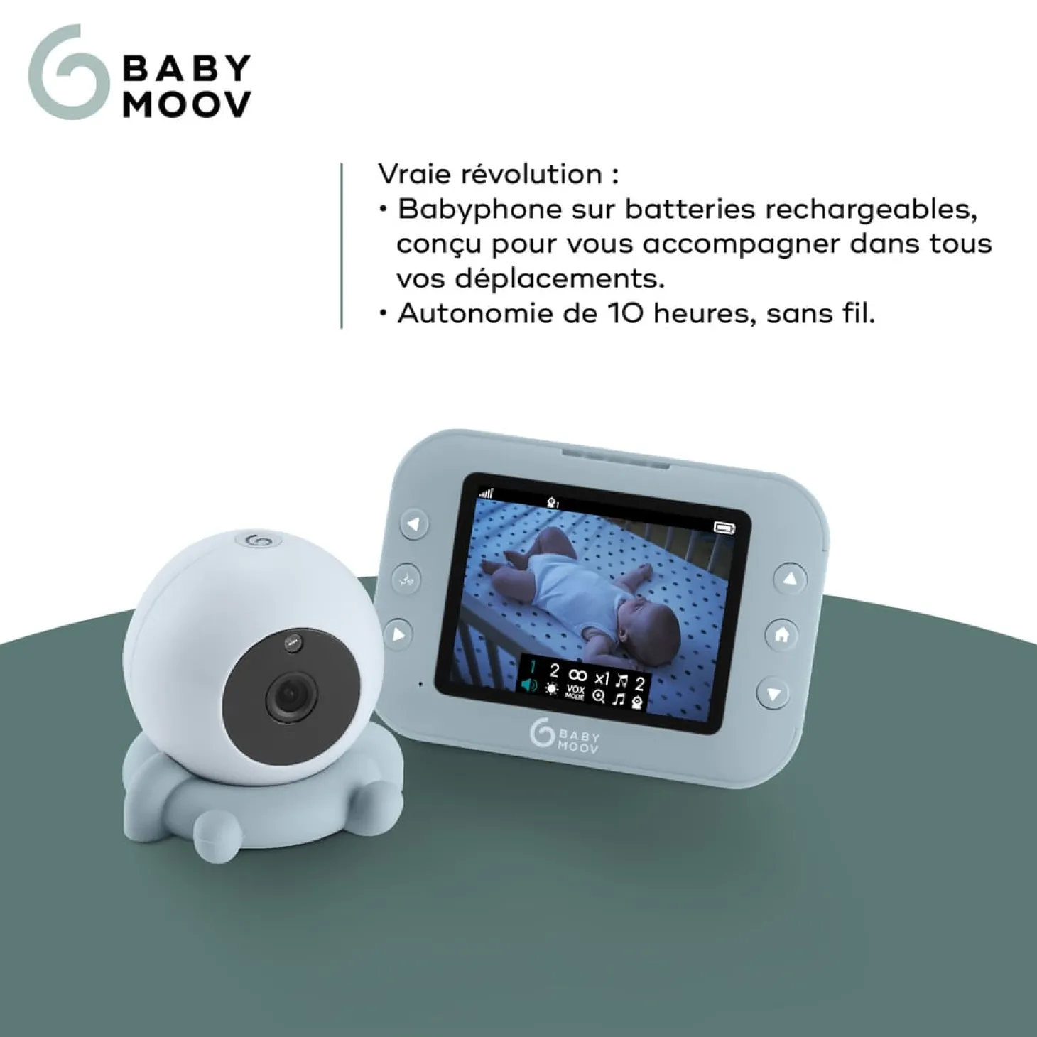 Babymoov Babyphone vidéo Yoo Roll Bleu
