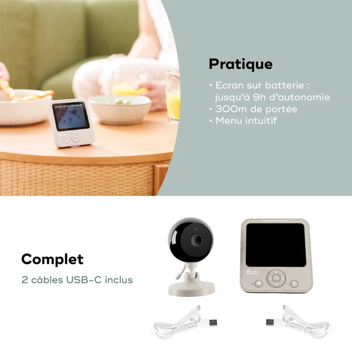 Babymoov Babyphone vidéo Yoo Start Gris