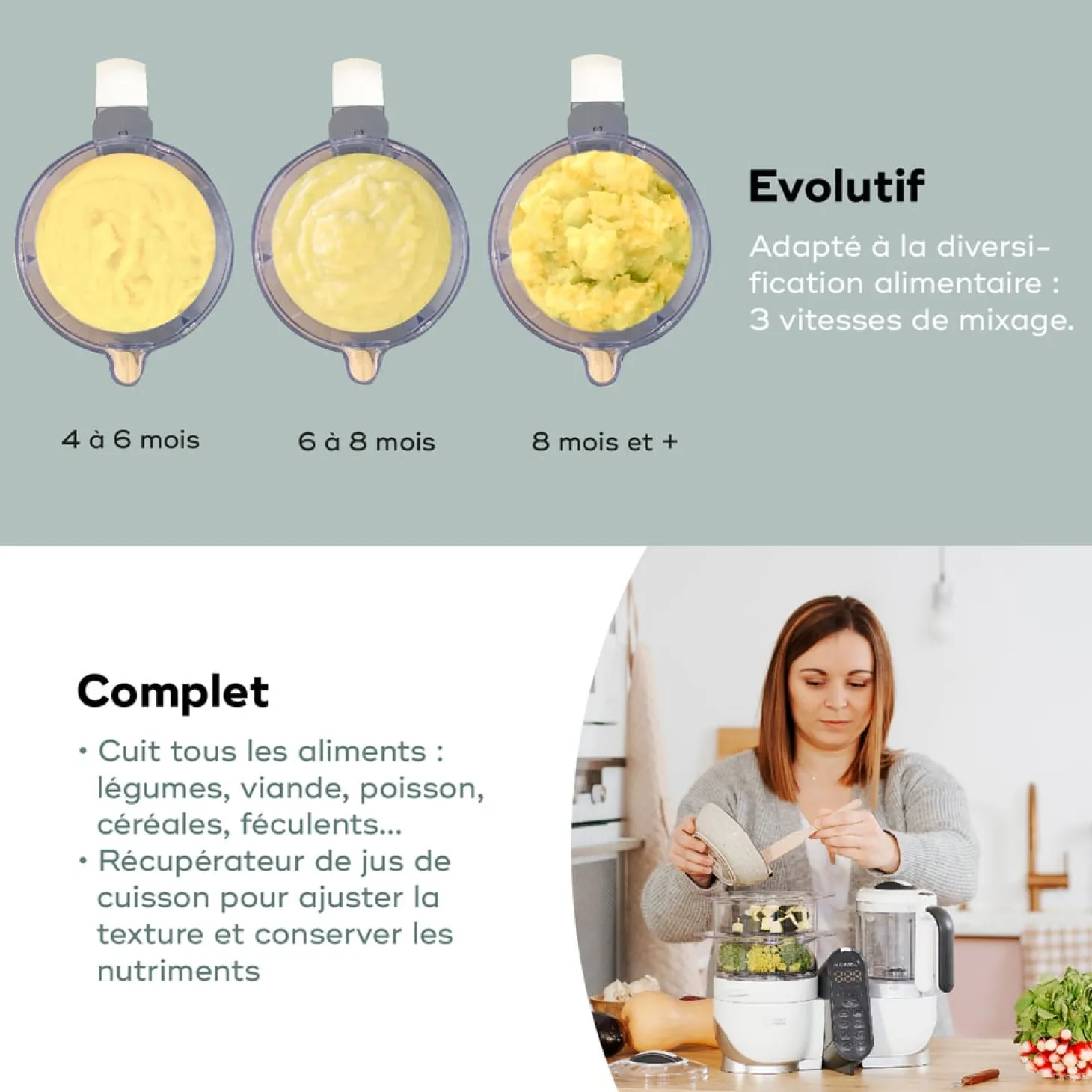 Babymoov Bundle Robot Nutribaby Plus avec 3 babybols white