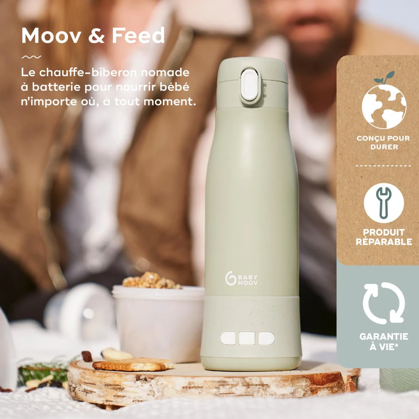 Babymoov Chauffe biberon nomade Moov & Feed Vert Sauge
