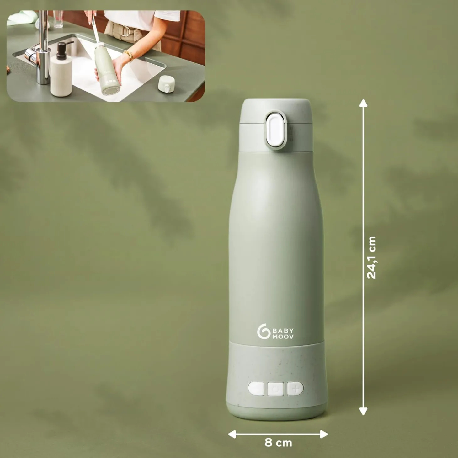 Babymoov Chauffe biberon nomade Moov & Feed Vert Sauge