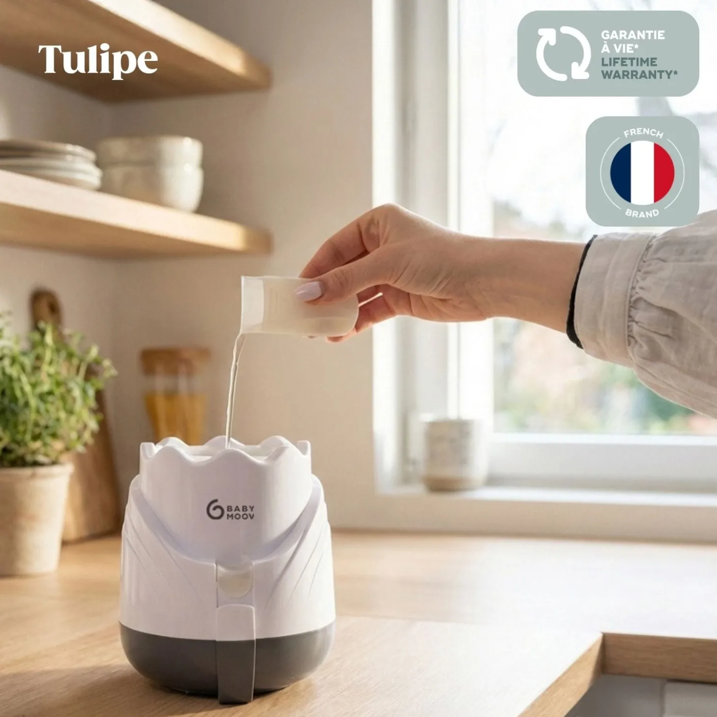Babymoov Chauffe-biberon Tulipe Blanc/Gris