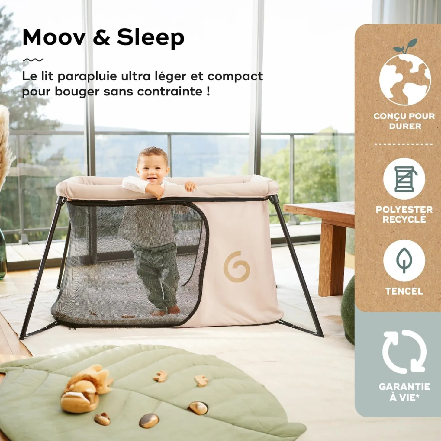 Babymoov Lit parapluie Moov & Sleep Sable / Noir