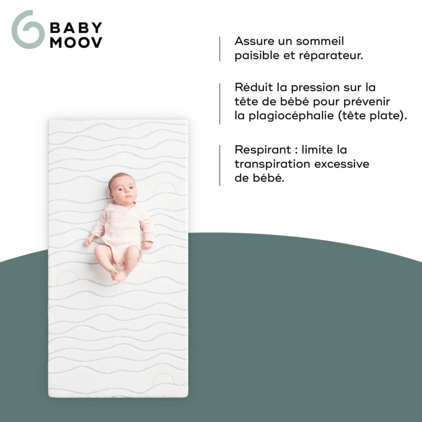 Babymoov Matelas Cosy'Lite ergonomique Blanc 70x140 cm