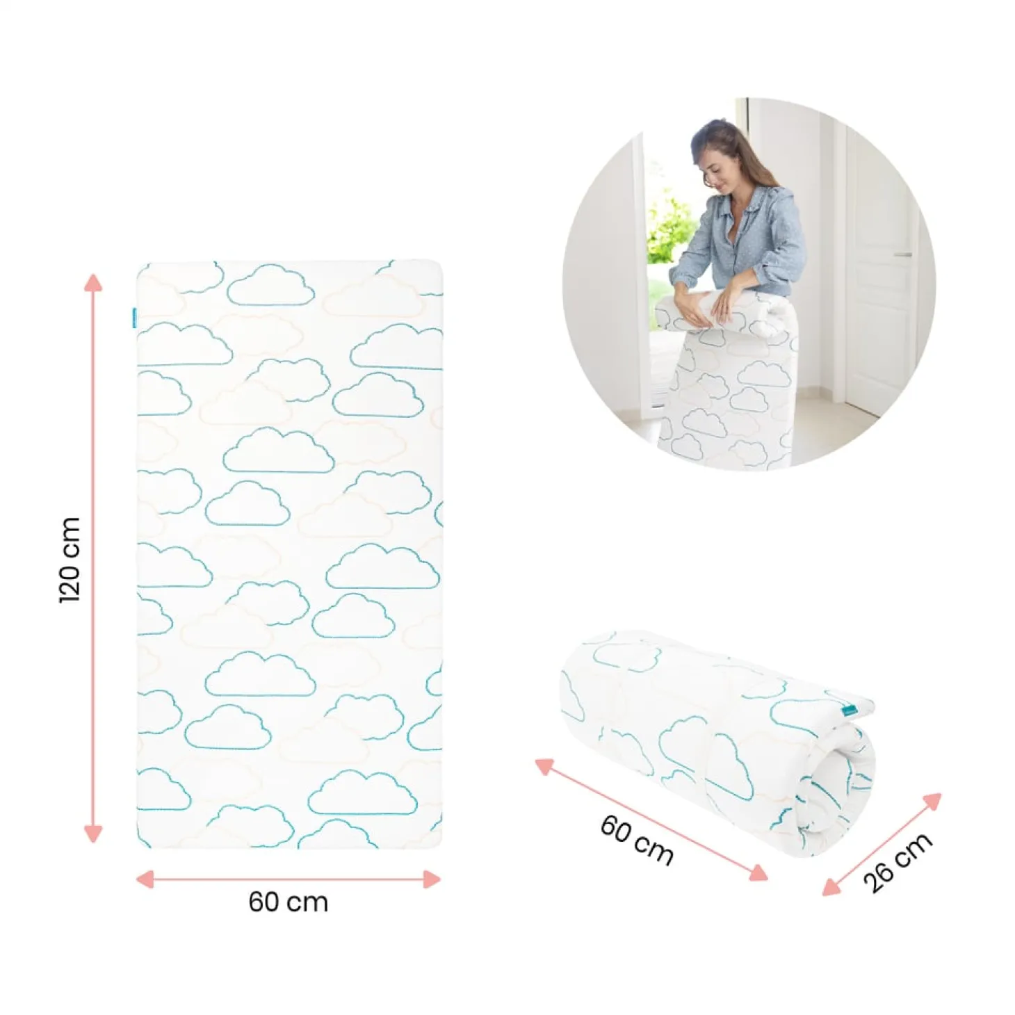 Babymoov Matelas Cosy'Lite Nomad Blanc 60x120 cm