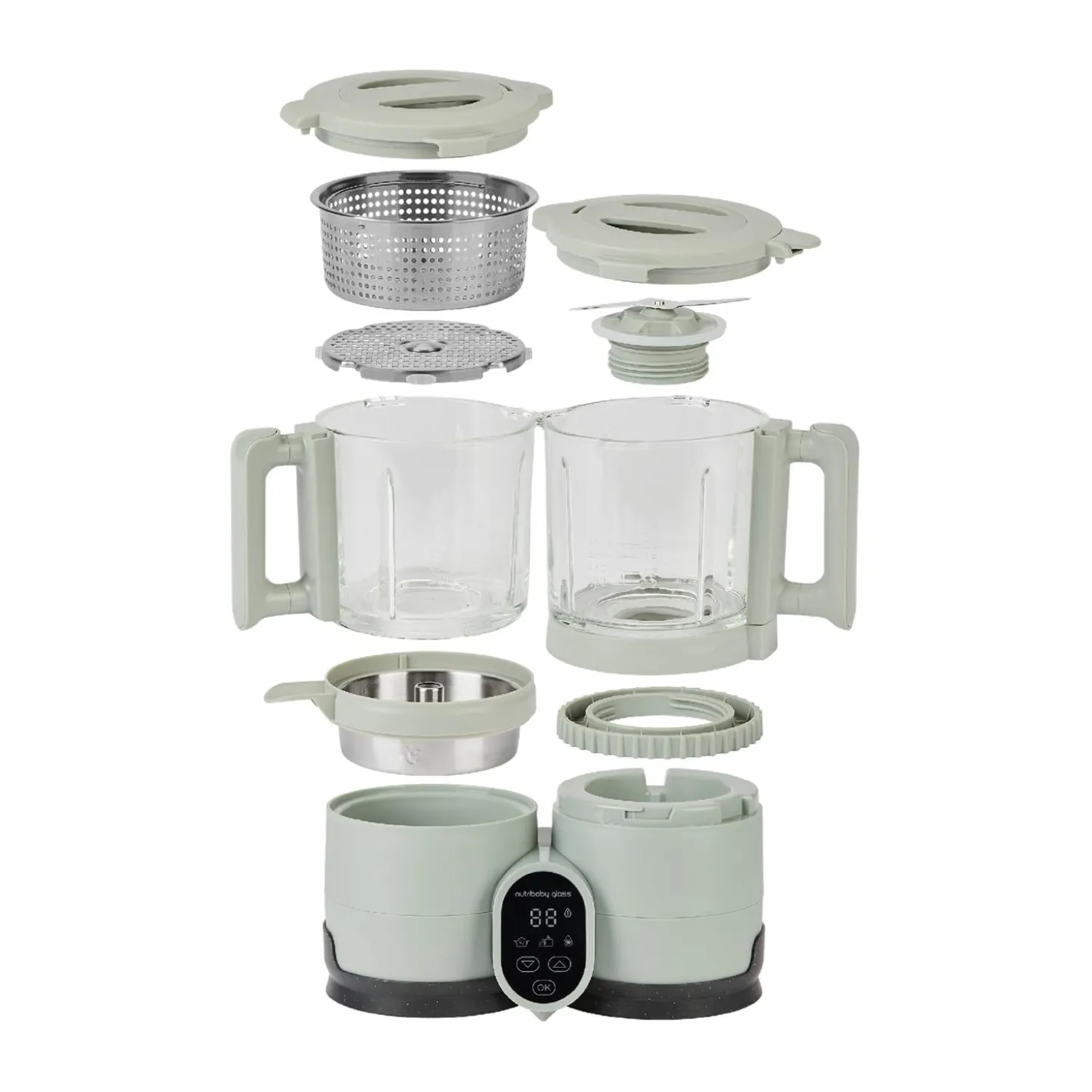 Babymoov Pack Nutribaby Glass multifonction + 2 Babybols Green Celadon