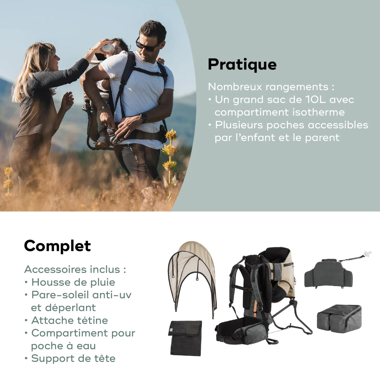 Babymoov Porte-Bébé de Randonnée avec habillage pluie Moov & Hike Dune