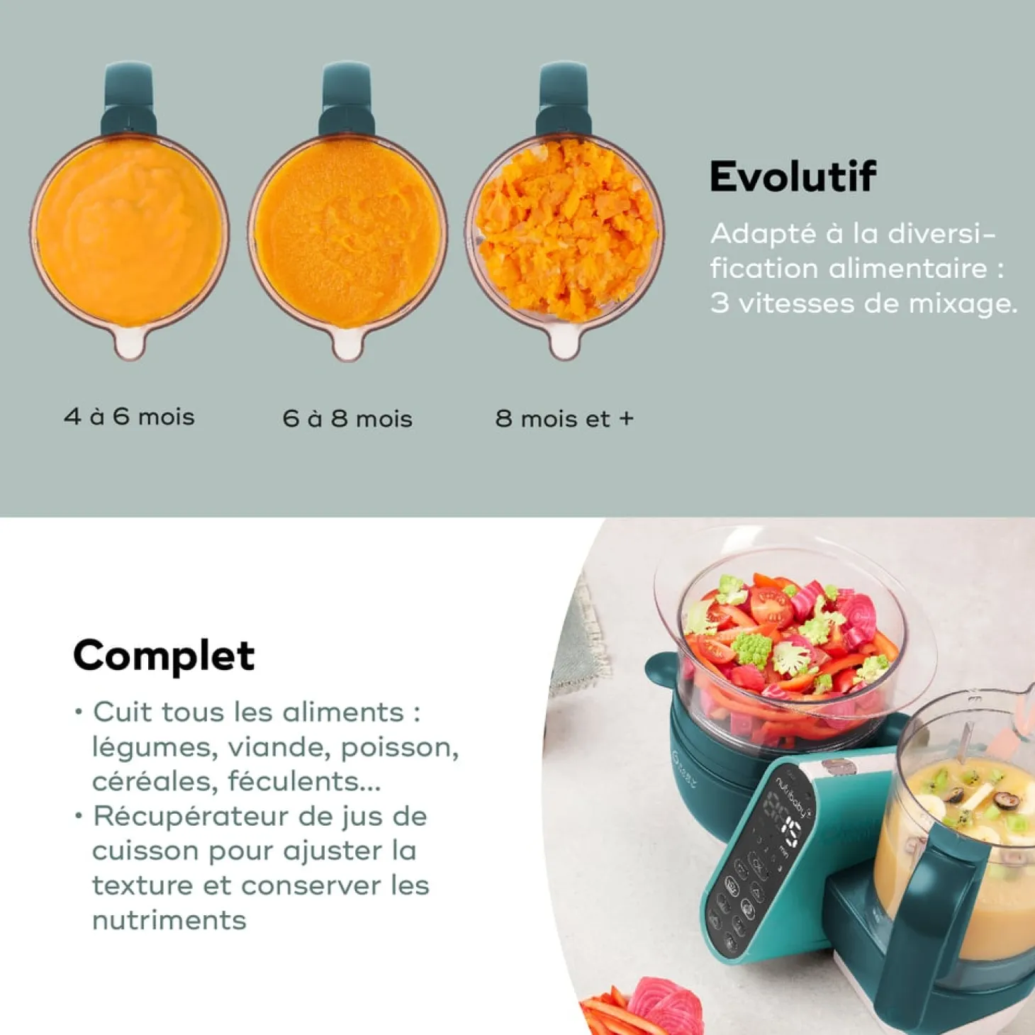 Babymoov Robot multifonction Nutribaby Plus Opal Green