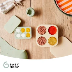 Babymoov Set Contenants Silicone & Grignoteuse Vert Et Beige
