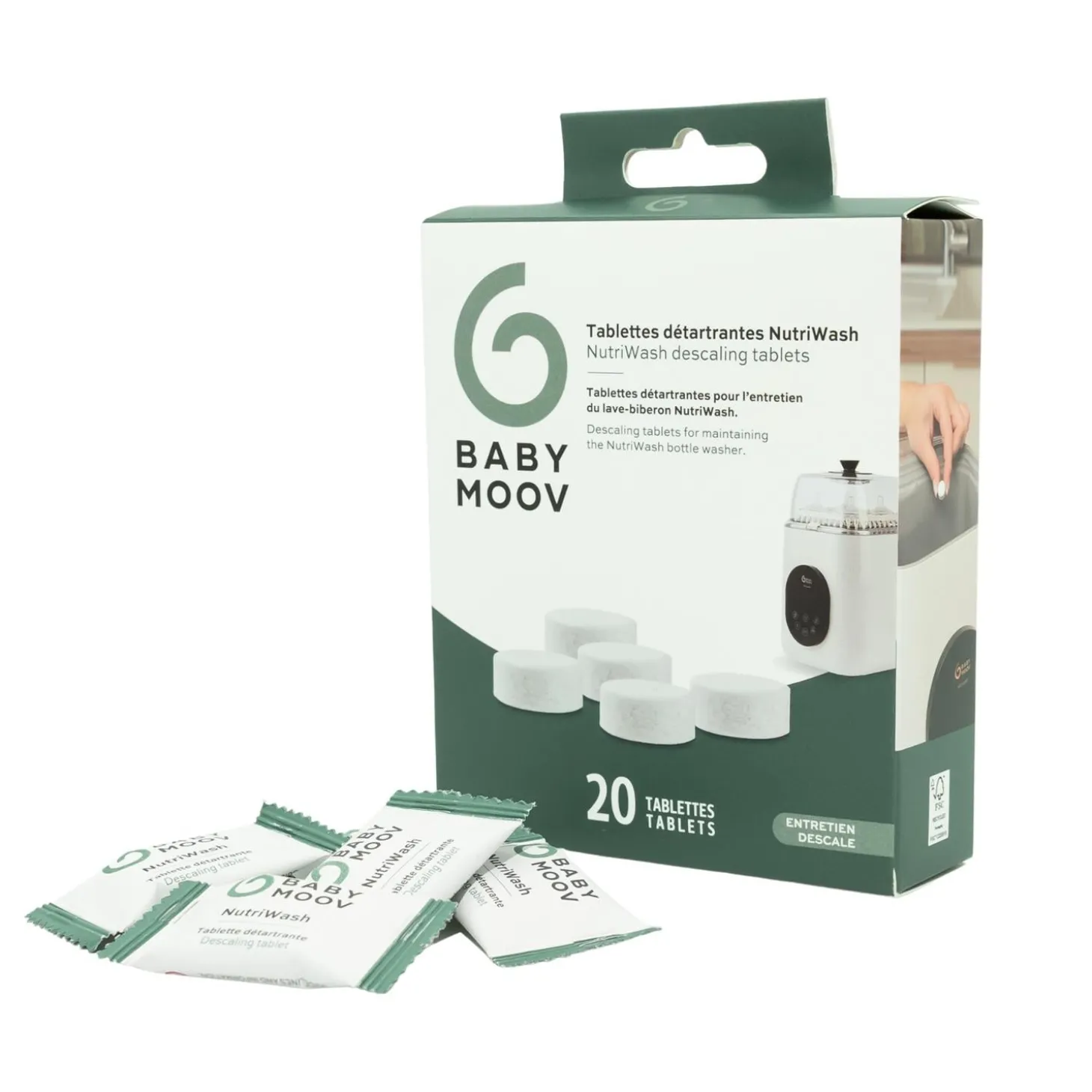 Babymoov Tablettes détartrantes lave-biberon NutriWash Blanc