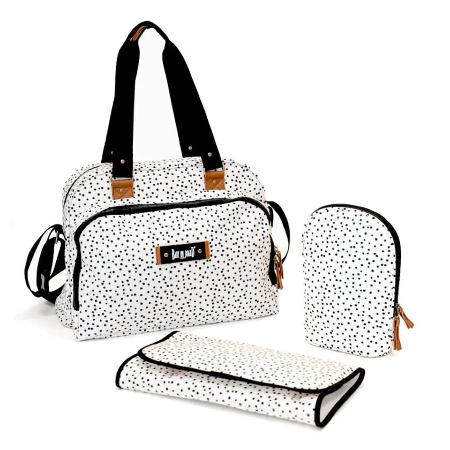Baby on board SAC A LANGER URBAN DOTS Creme/Noir/Caramel