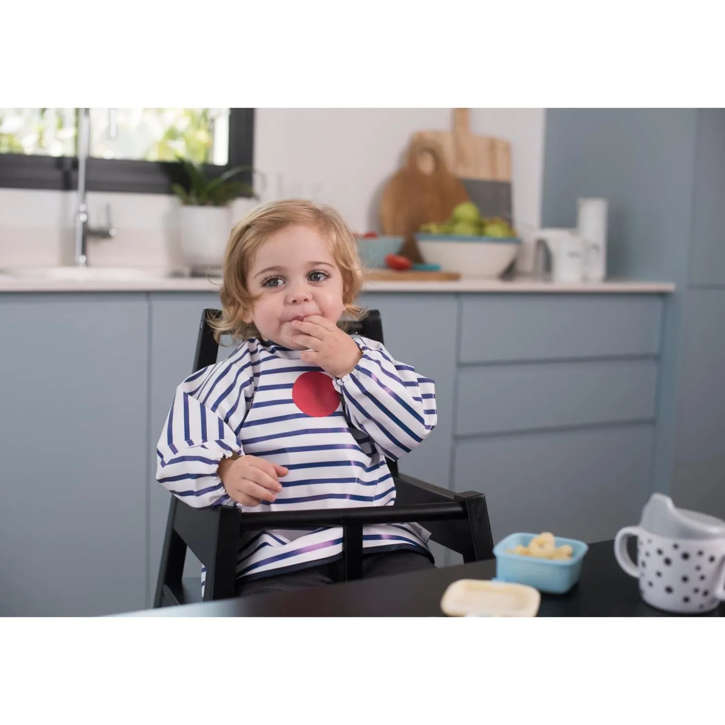 BabyToLove Bavoir avec manches Blue Stripes