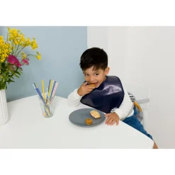 BabyToLove Lot de 2 bavoirs bi-matières Blue Stripes