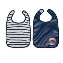 BabyToLove                    Lot de 2 bavoirs bi-matières    Blue Stripes