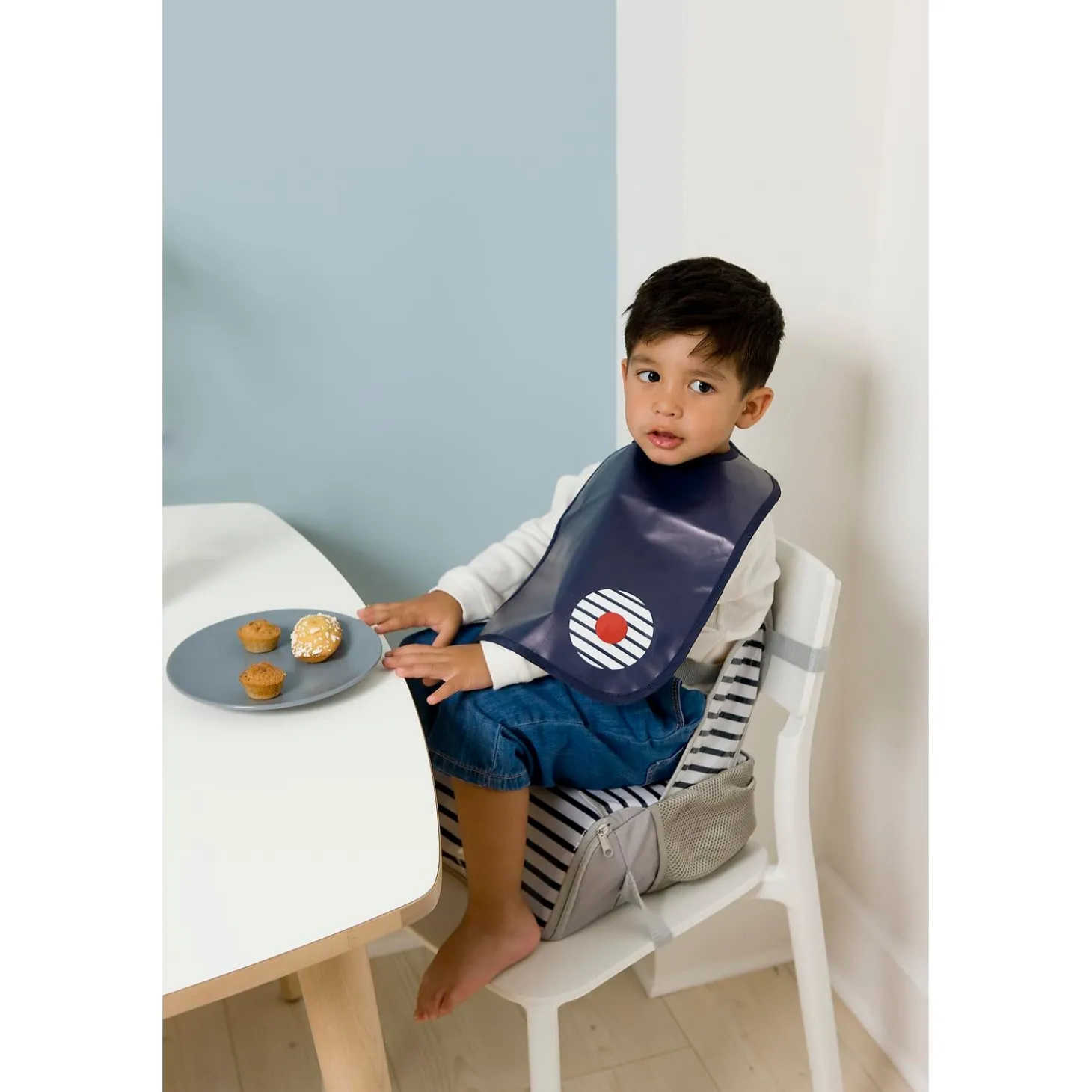 BabyToLove Lot de 2 bavoirs bi-matières Blue Stripes