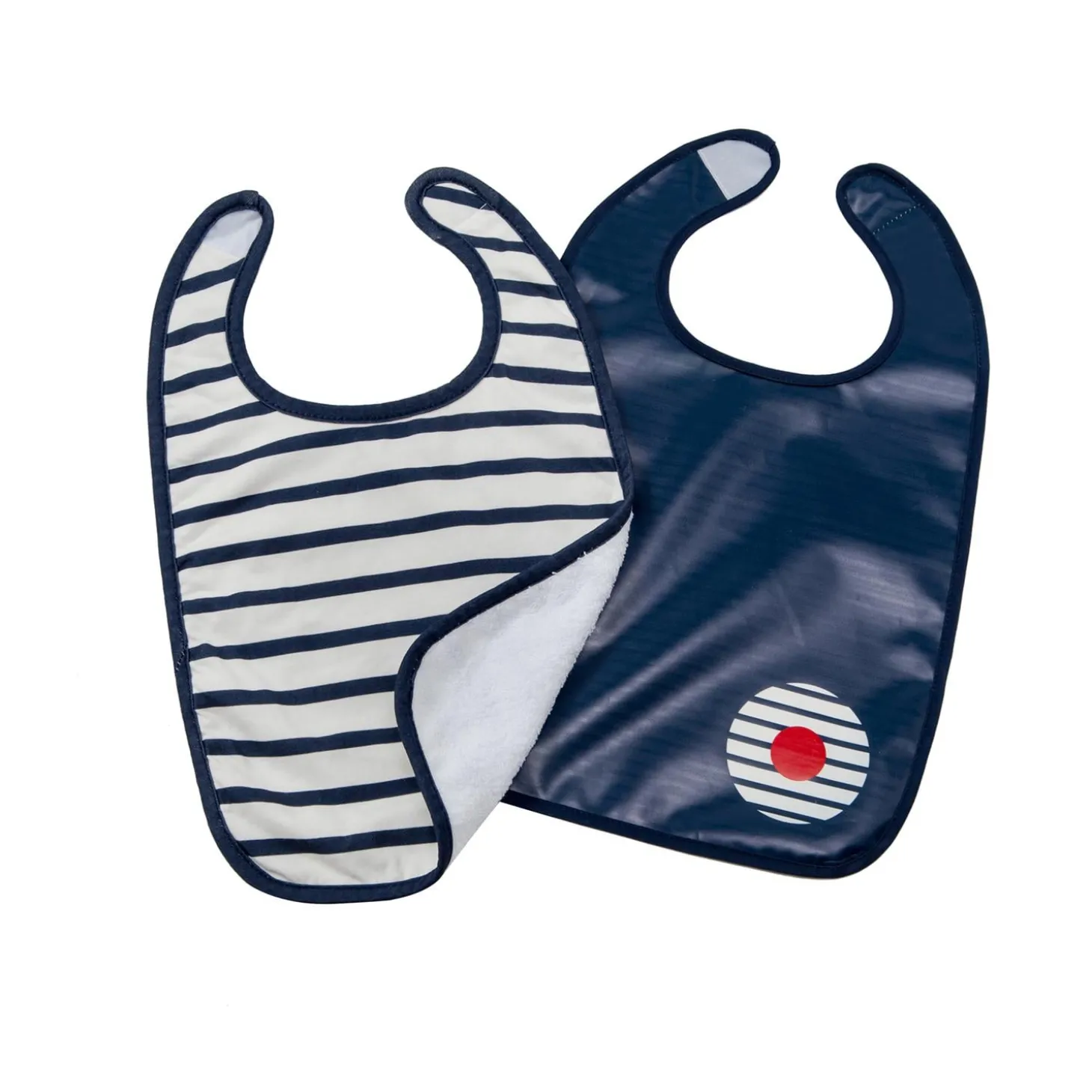 BabyToLove Lot de 2 bavoirs bi-matières Blue Stripes