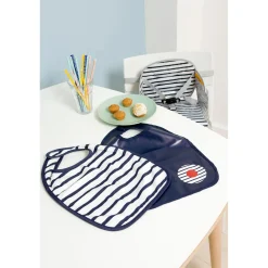BabyToLove Lot de 2 bavoirs bi-matières Blue Stripes