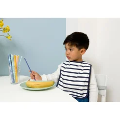 BabyToLove Lot de 2 bavoirs bi-matières Blue Stripes