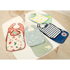 BabyToLove Lot de 2 bavoirs bi-matières Blue Stripes