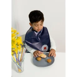 BabyToLove Lot de 2 bavoirs bi-matières Blue Stripes
