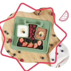Badabulle Assiette à compartiments anti-dérapante Vert