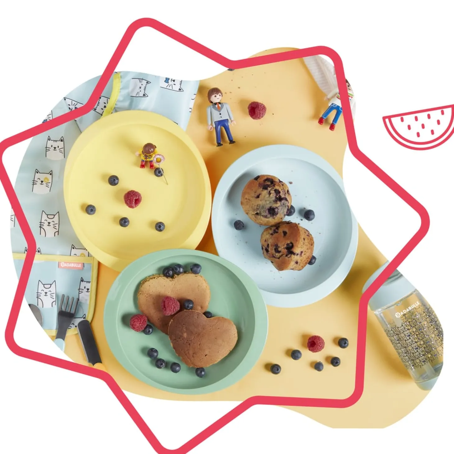 Badabulle 3 assiettes anti-dérapantes Multicolore