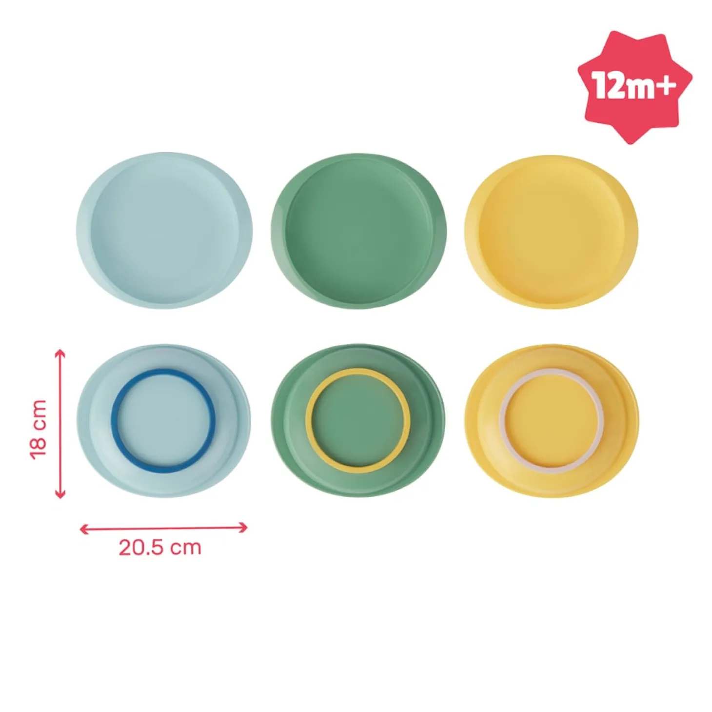 Badabulle 3 assiettes anti-dérapantes Multicolore